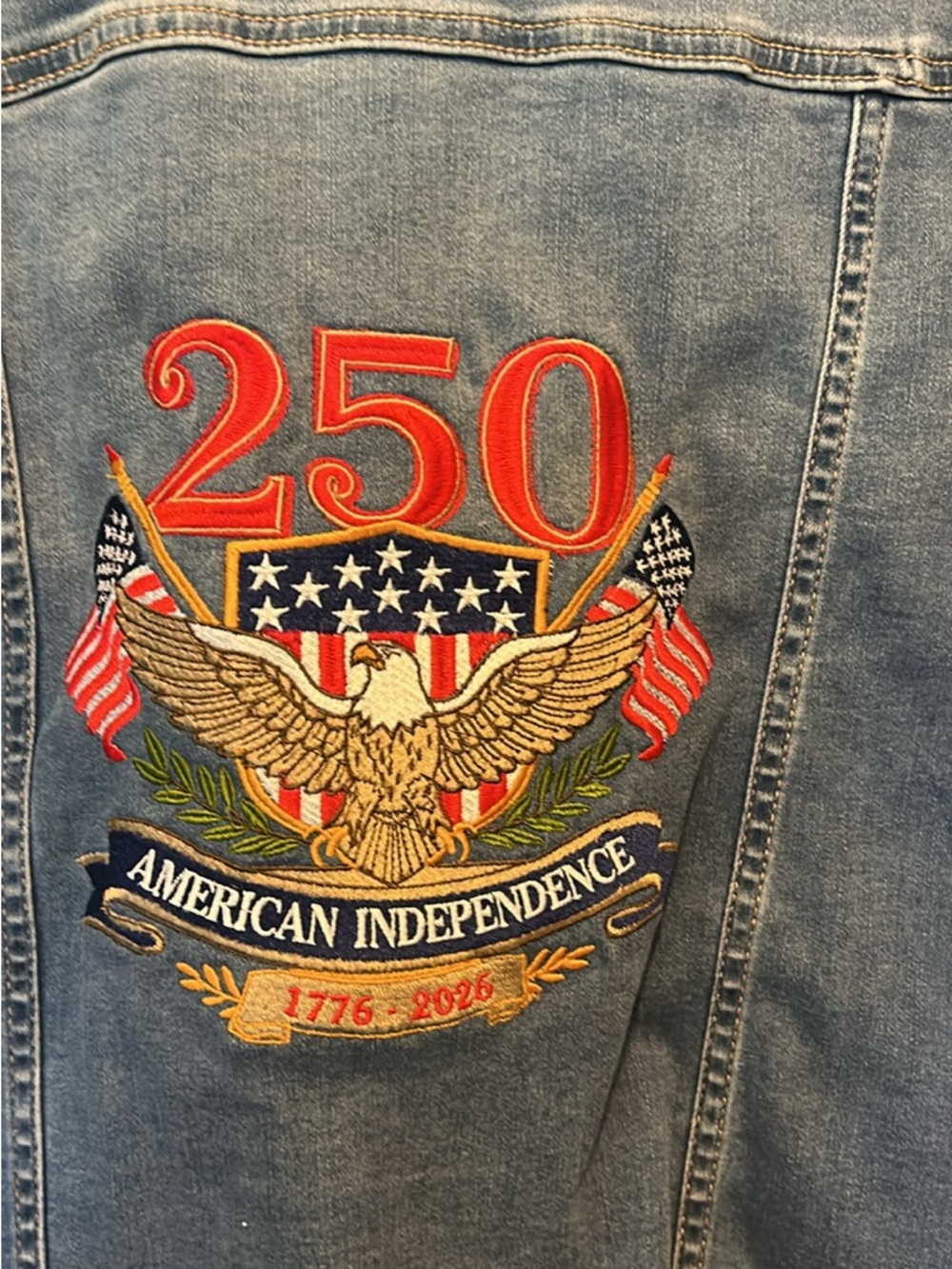 4th of July Celebration Jean Jacket with Embroidery Design